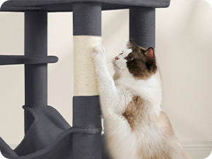 🇫🇷 Arbre à chat Feandrea 143 cm – Tour d’intérieur multi-niveaux avec 4 poteaux à griffer, 2 plateformes et niche en peluche 🇬🇧 Feandrea Cat Tree 143 cm – Multi-Level Indoor Cat Tower with 4 Scratching Posts, 2 Perches & Plush Condo Cave