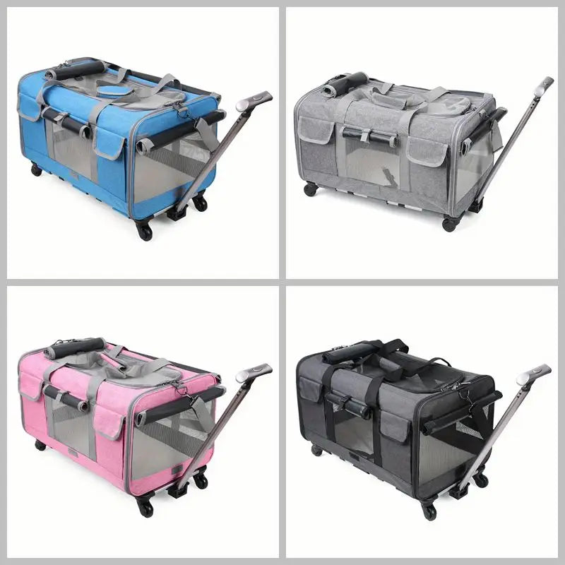 🇫🇷 Chariot de transport XXL pour animaux – Sac trolley pliable et détachable pour chien ou chat, idéal pour les voyages 🇬🇧 Extra Large Pet Trolley – Foldable & Detachable Travel Carrier for Dogs & Cats