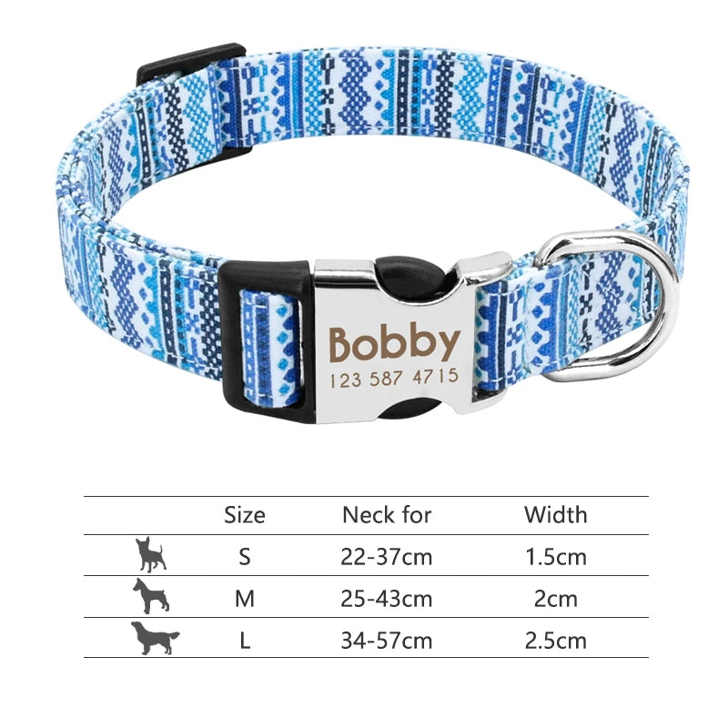 🇫🇷 Collier réglable en nylon pour chien – Personnalisé avec gravure sur la boucle, anti-perte, pour petits, moyens et grands chiens 🇬🇧 Adjustable Nylon Dog Collar – Personalized with engraved buckle, anti-lost, for small, medium & large dogs