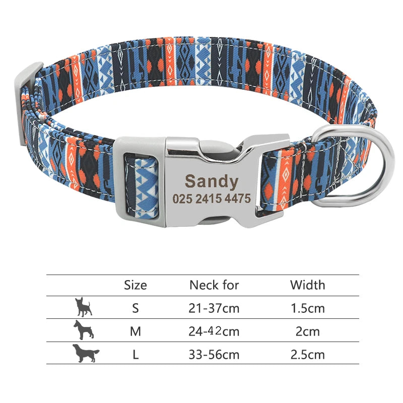 🇫🇷 Collier réglable en nylon pour chien – Personnalisé avec gravure sur la boucle, anti-perte, pour petits, moyens et grands chiens 🇬🇧 Adjustable Nylon Dog Collar – Personalized with engraved buckle, anti-lost, for small, medium & large dogs