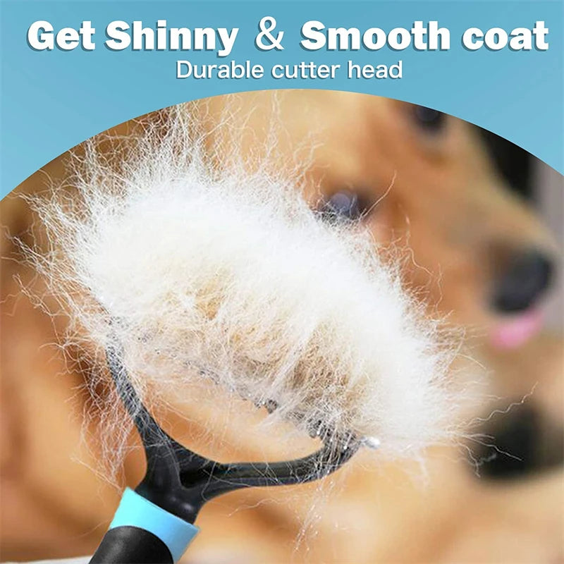 🇫🇷 Brosse pro anti-mue 2 faces pour chiens, chats et chiots – Démêlage, sous-poil et poils morts. 🇬🇧 Pro 2-sided deshedding brush for dogs, cats & puppies – Dematting, undercoat & loose hair.