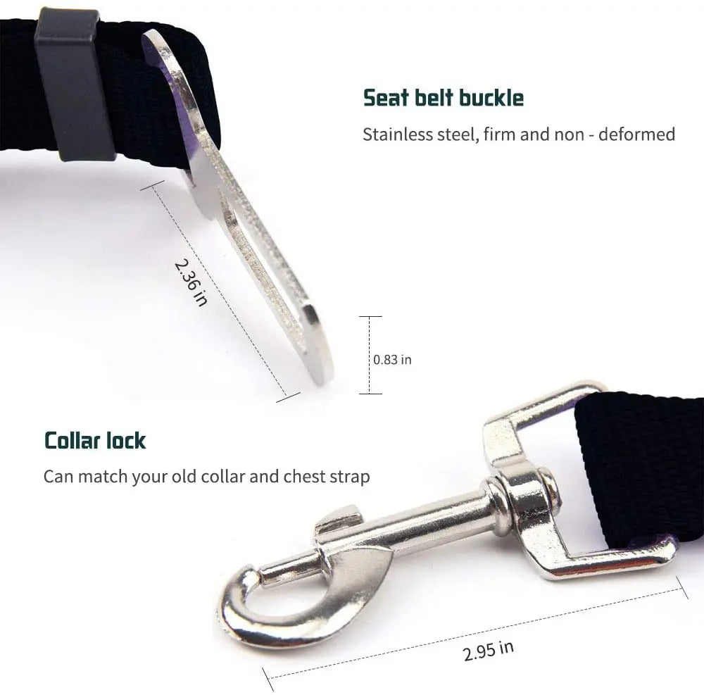 🇫🇷 Ceinture de sécurité réglable pour chien et chat – Harnais auto avec clip universel pour voiture, maintien sûr et confortable. 🇬🇧 Adjustable dog & cat car seat belt – Universal clip harness for safe & comfy travel.