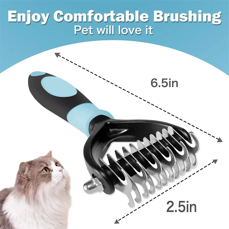 🇫🇷 Brosse pro anti-mue 2 faces pour chiens, chats et chiots – Démêlage, sous-poil et poils morts. 🇬🇧 Pro 2-sided deshedding brush for dogs, cats & puppies – Dematting, undercoat & loose hair.