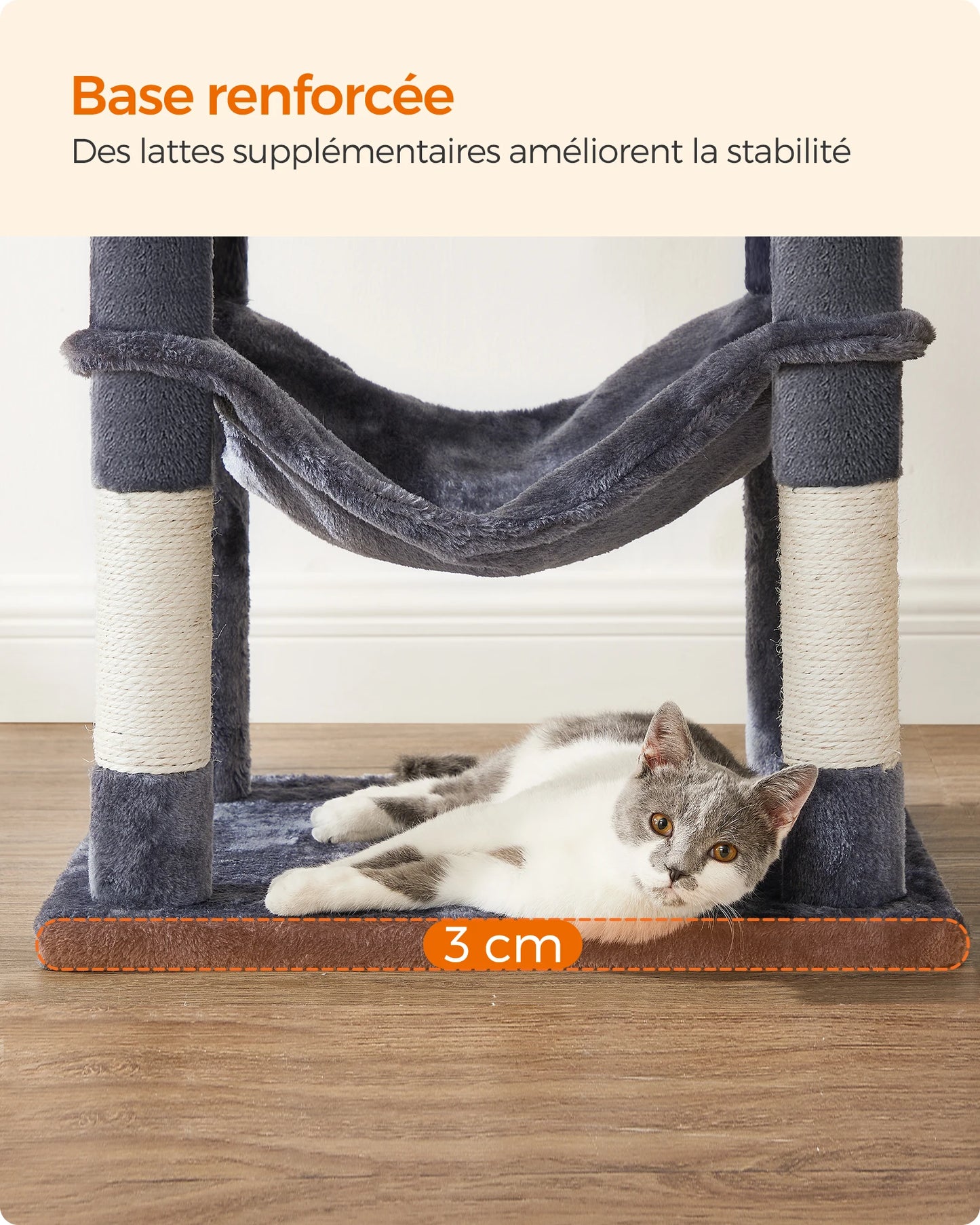 🇫🇷 Arbre à chat Feandrea 143 cm – Tour d’intérieur multi-niveaux avec 4 poteaux à griffer, 2 plateformes et niche en peluche 🇬🇧 Feandrea Cat Tree 143 cm – Multi-Level Indoor Cat Tower with 4 Scratching Posts, 2 Perches & Plush Condo Cave