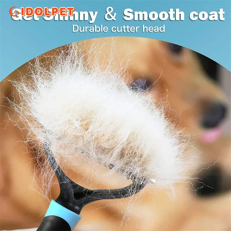 🇫🇷 Brosse pro anti-mue 2 faces pour chiens, chats et chiots – Démêlage, sous-poil et poils morts. 🇬🇧 Pro 2-sided deshedding brush for dogs, cats & puppies – Dematting, undercoat & loose hair.