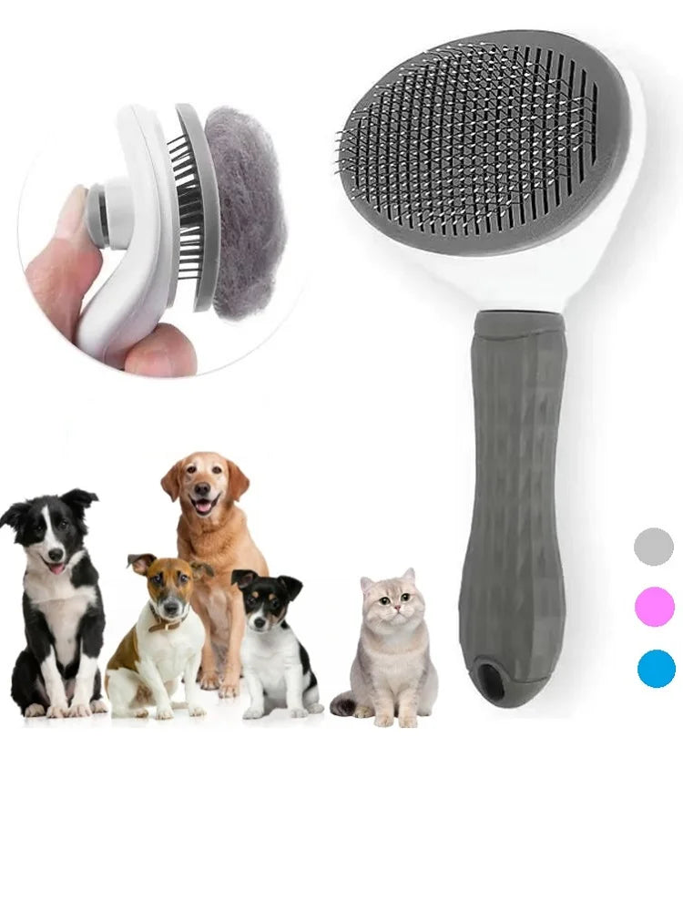 🇫🇷 Brosse Autonettoyante Anti-Poils – Peigne de Toilettage pour Chats et Chiens 🇬🇧 Self-Cleaning Pet Hair Removal Brush – Grooming Comb for Cats & Dogs