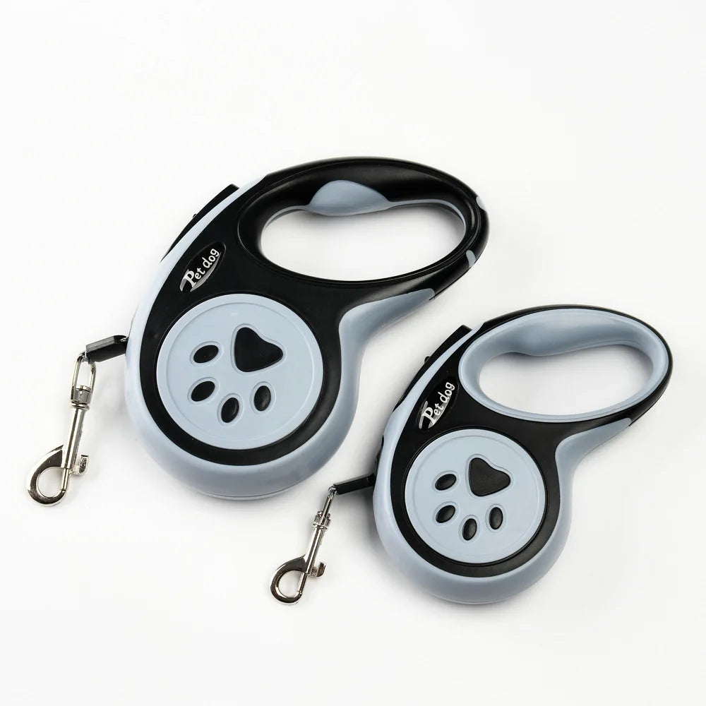 🇫🇷 Français : Laisse rétractable automatique pour chien – Motifs pattes et os 🇬🇧 English : Automatic Retractable Dog Leash – Bone & Paw Print Design