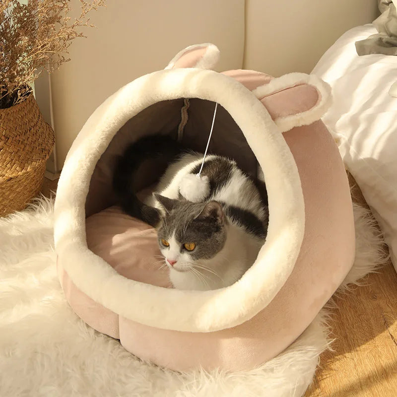 🇫🇷 Lit pour chat sommeil profond – Design cartoon, pliable, amovible et lavable, en forme de sac ou grotte pour petit chien ou chat 🇬🇧 Deep Sleep Cat Bed – Cartoon Style, Foldable, Removable & Washable Cave Bag Mat for Small Dogs or Cats