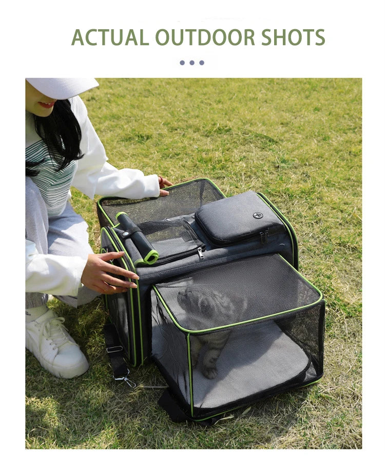 🇫🇷 Sac de transport extensible pour chats et petits chiens – Grande capacité, pliable, respirant, parfait en voiture ou à l’extérieur 🇬🇧 Foldable Expandable Pet Carrier – Large Capacity Cat & Dog Travel Bag, Breathable & Portable for Outdoor/Car Use