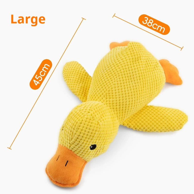 🇫🇷 Jouet canard en peluche pour chien – Résistant aux morsures, avec couineur, idéal pour mâcher et câliner. 🇬🇧 Plush duck dog toy – Bite-resistant with squeaker, perfect for chewing and cuddling.