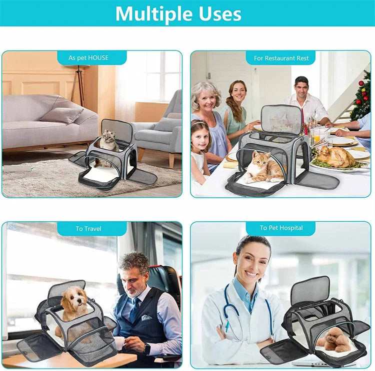 🇫🇷 Sac de transport pliable pour chats et petits chiens – Extensible, respirant, léger, avec filets aérés pour sorties et voyages 🇬🇧 Foldable Pet Carrier for Cats & Small Dogs – Expandable, Breathable Mesh Travel Bag for Outdoor &