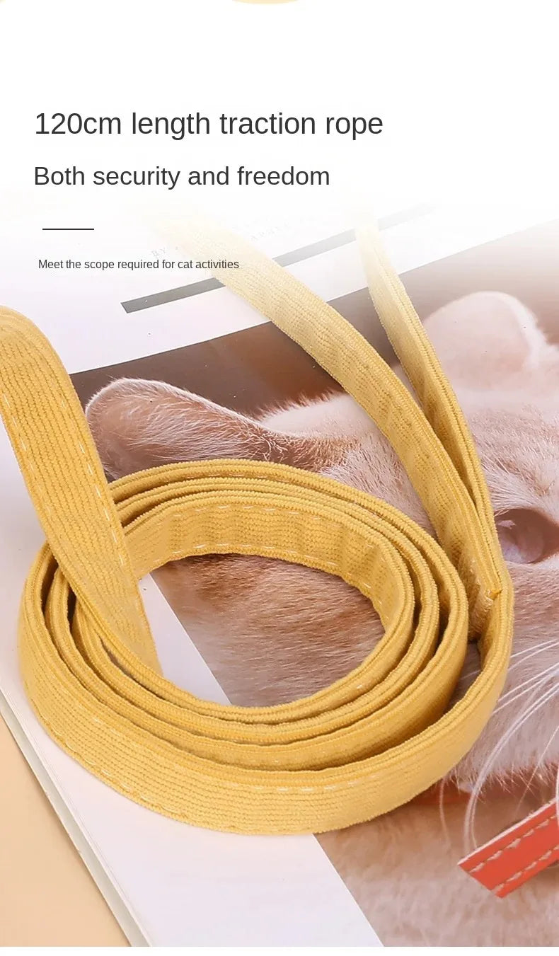 🇫🇷 Harnais + laisse + collier pour chat – Ensemble réglable motif abeille, double épaisseur, idéal pour chiens/chats de petite à moyenne taille 🇬🇧 Cat Harness Leash Collar Set – Adjustable Bee Design, Double Layer for Small & Medium Pets, Outdoor Walking