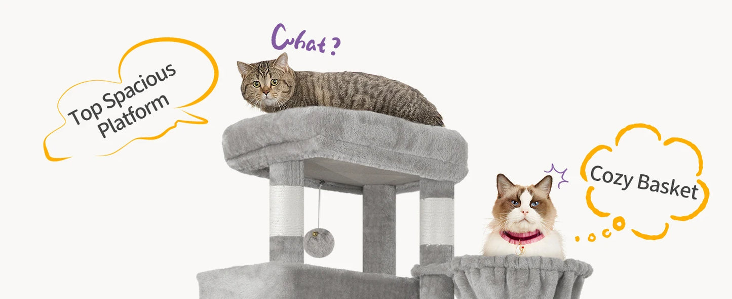 🇫🇷 Hzuaneri – Arbre à chat 170 cm : tour multi-niveaux avec griffoirs, grande plateforme & tapis lavable. 🇬🇧 Hzuaneri – 170 cm Cat Tree: multi-level scratching post with big perch & washable mat.