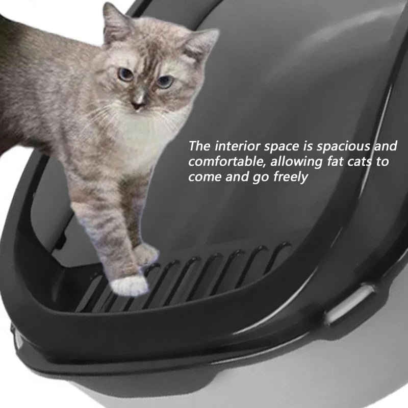 🇫🇷 Litière Tout-en-Un pour Chat avec Rangement pour Pelle – Design Incassable Anti-Rayures, Parois Hautes Anti-Débordement | 🇬🇧 All-in-One Cat Litter Box with Built-in Scoop Storage – Scratch-Resistant, High Walls