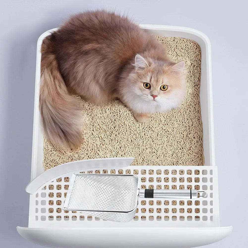 🇫🇷 Pelle à Litière en Acier pour Chat – Tamis à Mailles Fines, Outil de Nettoyage pour Chats, Chiens & Lapins | 🇬🇧 Steel Cat Sand Shovel – Fine Mesh Pet Poop Scoop for Cats, Dogs & Rabbits Cleaning Tool