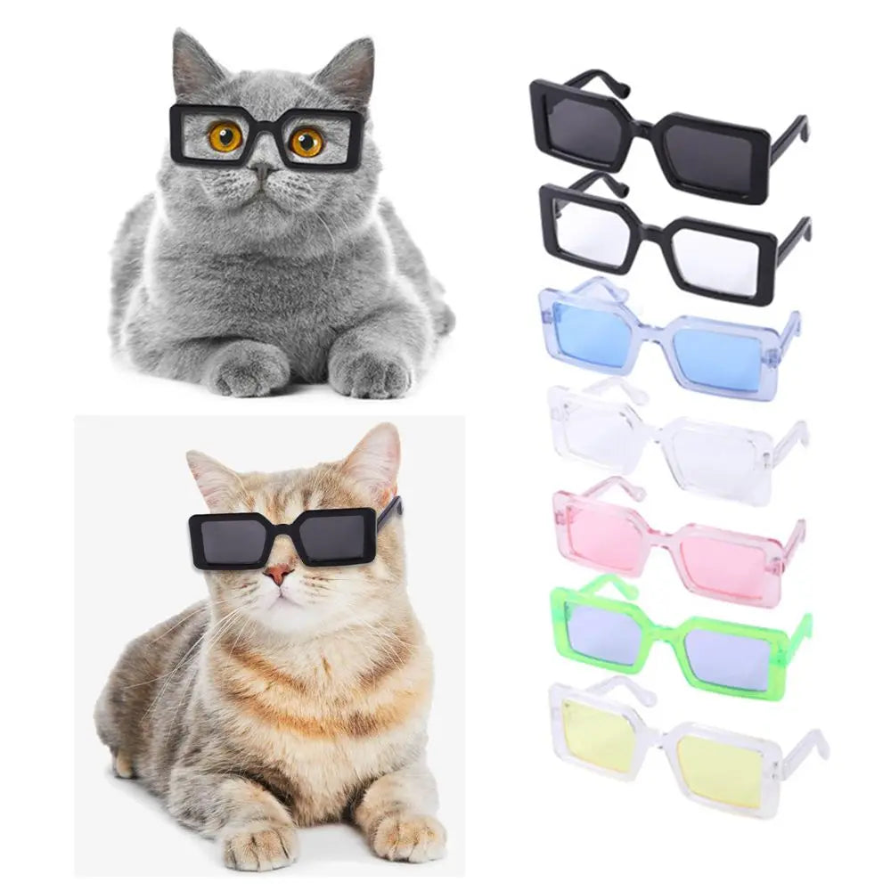 🇫🇷 Lunettes pour animaux – Accessoire photo amusant, lunettes carrées, rondes ou triangulaires pour chats & petits chiens | 🇬🇧 Pet Eyeglasses – Multicolor Square, Round & Triangle Glasses for Cats & Dogs Photo Props