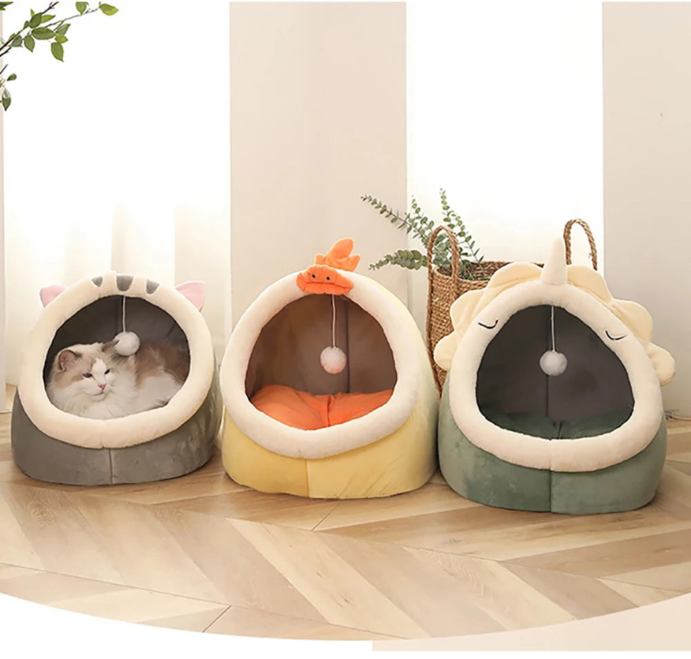 🇫🇷 Lit pour chat sommeil profond – Design cartoon, pliable, amovible et lavable, en forme de sac ou grotte pour petit chien ou chat 🇬🇧 Deep Sleep Cat Bed – Cartoon Style, Foldable, Removable & Washable Cave Bag Mat for Small Dogs or Cats