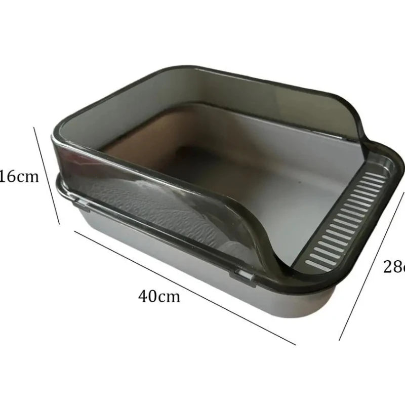 🇫🇷 Litière Tout-en-Un pour Chat avec Rangement pour Pelle – Design Incassable Anti-Rayures, Parois Hautes Anti-Débordement | 🇬🇧 All-in-One Cat Litter Box with Built-in Scoop Storage – Scratch-Resistant, High Walls