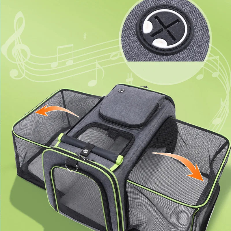 🇫🇷 Sac de transport extensible pour chats et petits chiens – Grande capacité, pliable, respirant, parfait en voiture ou à l’extérieur 🇬🇧 Foldable Expandable Pet Carrier – Large Capacity Cat & Dog Travel Bag, Breathable & Portable for Outdoor/Car Use