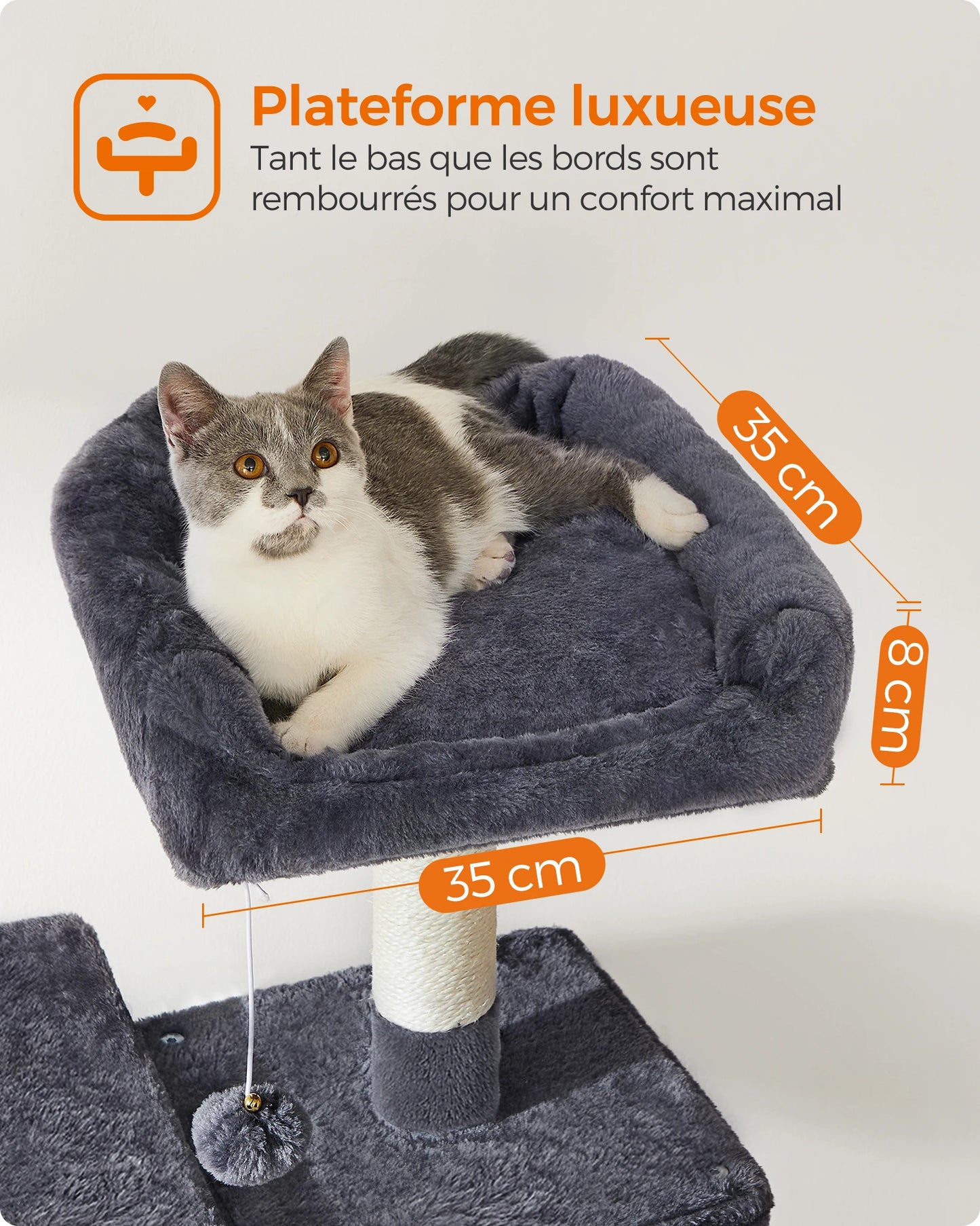🇫🇷 Arbre à chat Feandrea 143 cm – Tour d’intérieur multi-niveaux avec 4 poteaux à griffer, 2 plateformes et niche en peluche 🇬🇧 Feandrea Cat Tree 143 cm – Multi-Level Indoor Cat Tower with 4 Scratching Posts, 2 Perches & Plush Condo Cave