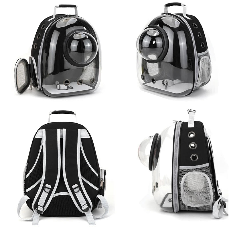 🇫🇷 Sac à dos capsule transparent pour chat et petit chien – Sac de transport respirant et portable 🇬🇧 Transparent Capsule Pet Backpack – Breathable and portable carrier for cats & small dogs
