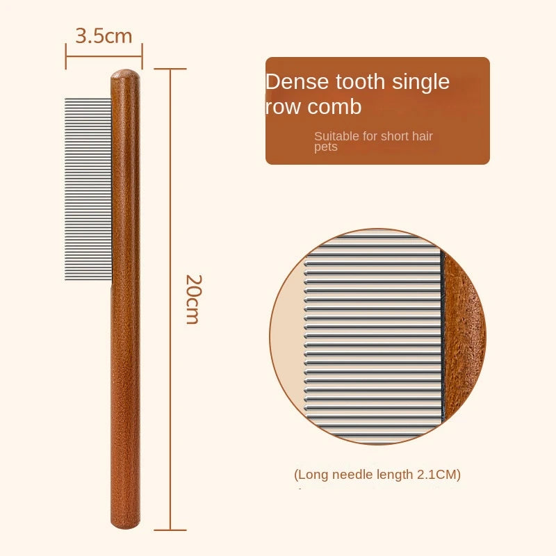 🇫🇷 Peigne en acier inoxydable pour chat, manche bois, retire poils morts – Toilettage chat/chien. 🇬🇧 Stainless steel cat comb, wooden handle, removes loose hair – Cat/dog grooming.