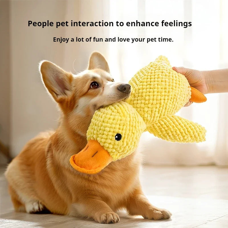 🇫🇷 Jouet canard en peluche pour chien – Résistant aux morsures, avec couineur, idéal pour mâcher et câliner. 🇬🇧 Plush duck dog toy – Bite-resistant with squeaker, perfect for chewing and cuddling.