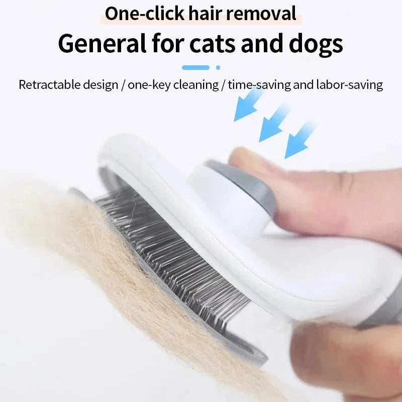 🇫🇷 Brosse Autonettoyante Anti-Poils – Peigne de Toilettage pour Chats et Chiens 🇬🇧 Self-Cleaning Pet Hair Removal Brush – Grooming Comb for Cats & Dogs
