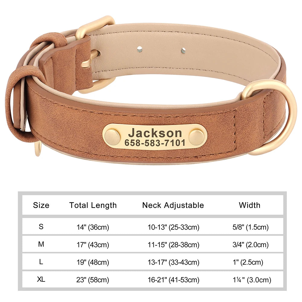 🇫🇷 Collier pour chien en cuir PU personnalisé – Gravure gratuite du nom et de l’ID, pour chiens petits, moyens et grands 🇬🇧 Personalized PU Leather Dog Collar – Free name & ID engraving for small, medium & large dogs