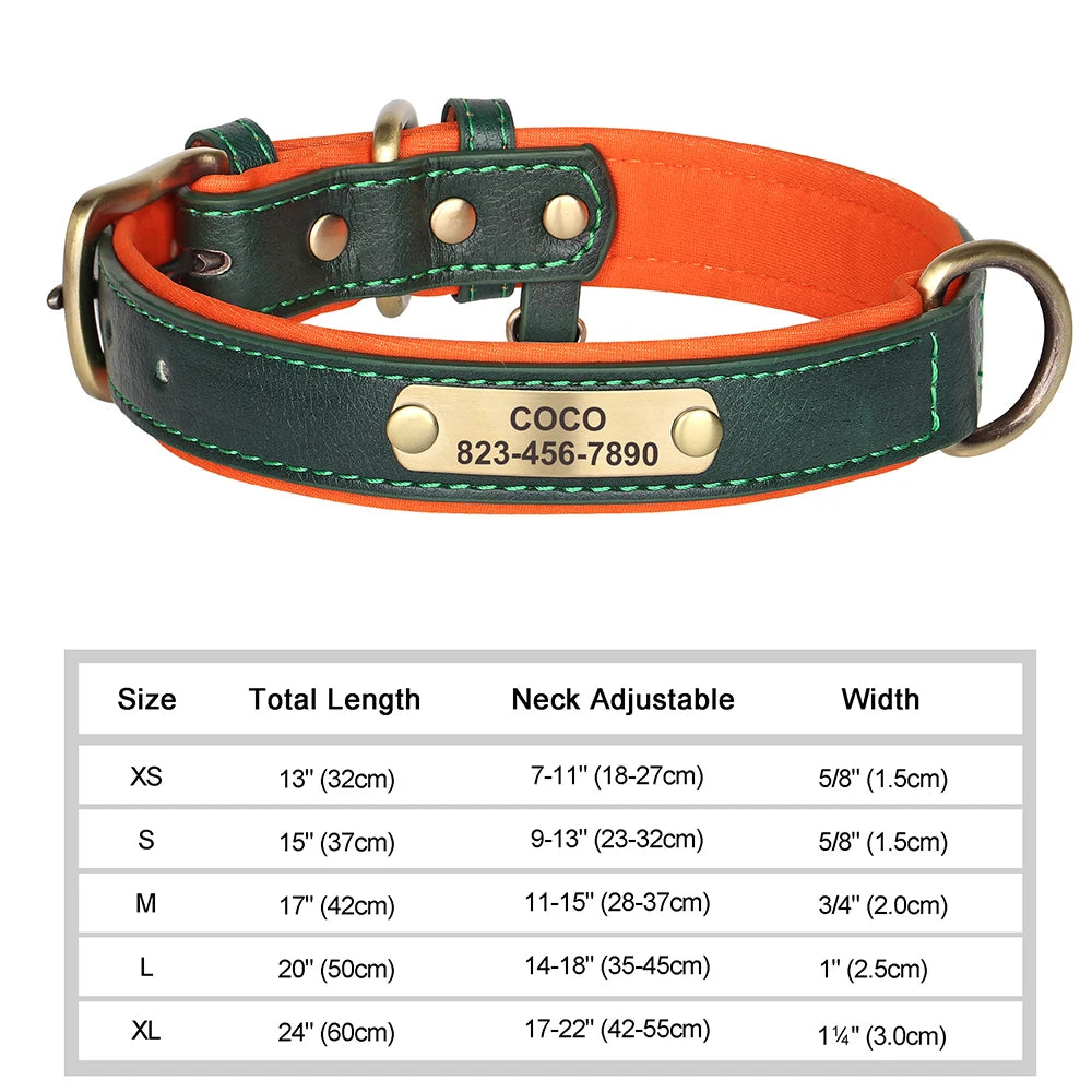 🇫🇷 Collier pour chien en cuir PU personnalisé – Gravure gratuite du nom et de l’ID, pour chiens petits, moyens et grands 🇬🇧 Personalized PU Leather Dog Collar – Free name & ID engraving for small, medium & large dogs