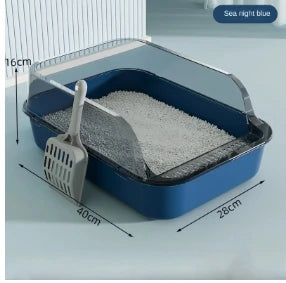 🇫🇷 Litière Tout-en-Un pour Chat avec Rangement pour Pelle – Design Incassable Anti-Rayures, Parois Hautes Anti-Débordement | 🇬🇧 All-in-One Cat Litter Box with Built-in Scoop Storage – Scratch-Resistant, High Walls