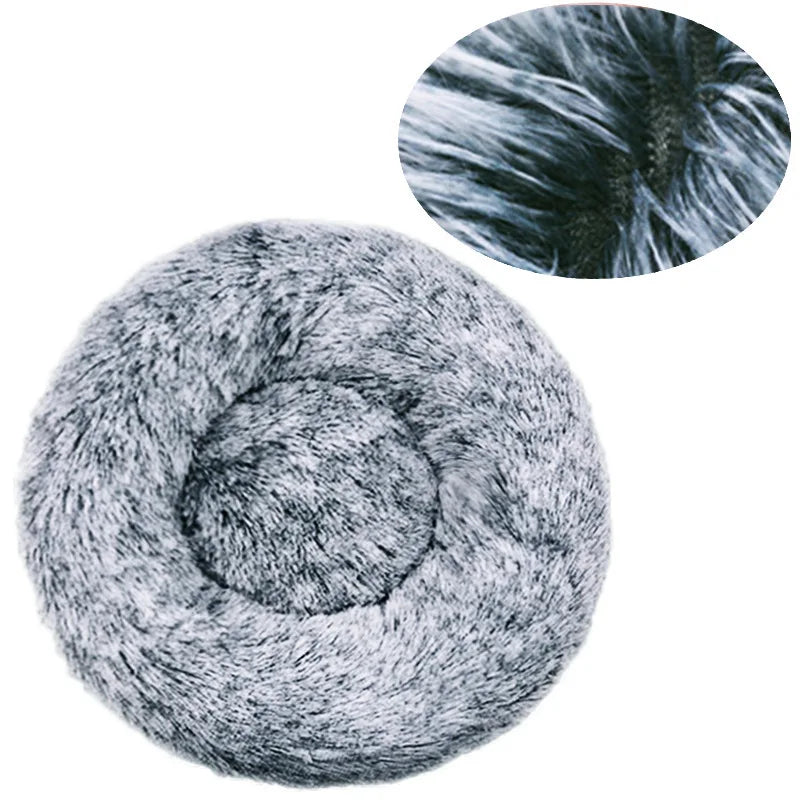 🇫🇷 Lit rond pour chiens & chats (40-90 cm) – Panier ultra doux en peluche longue, couchage chaud pour petits, moyens & grands animaux | 🇬🇧 Round Pet Bed (40-90cm) – Super Soft Long Plush Dog & Cat Bed, Warm Winter Sleeping Nest