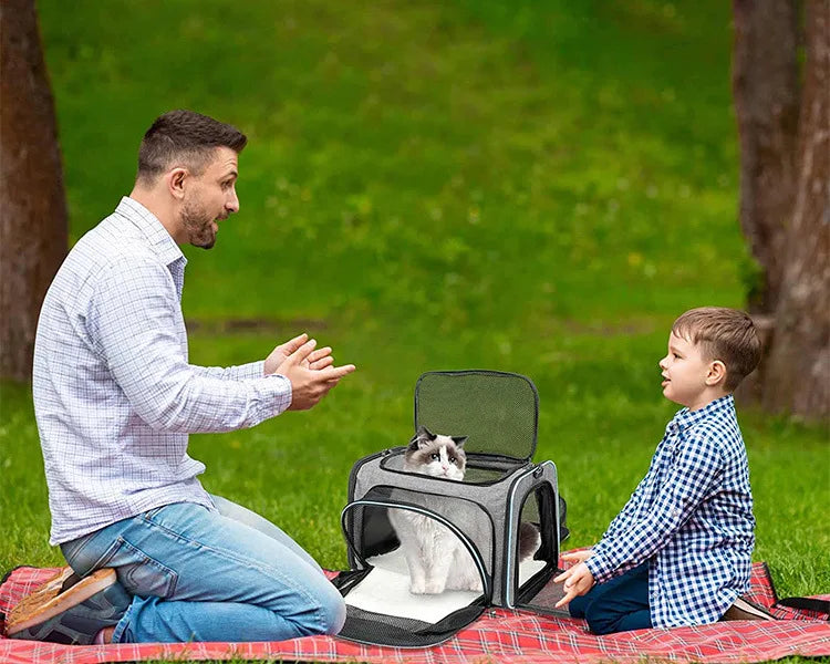🇫🇷 Sac de transport pliable pour chats et petits chiens – Extensible, respirant, léger, avec filets aérés pour sorties et voyages 🇬🇧 Foldable Pet Carrier for Cats & Small Dogs – Expandable, Breathable Mesh Travel Bag for Outdoor &