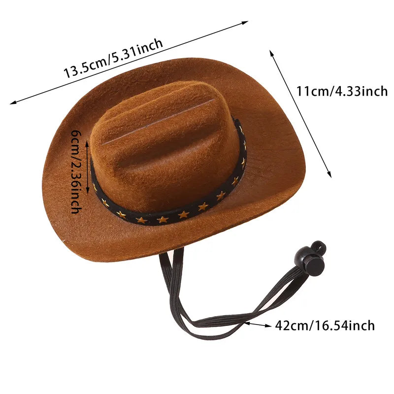 🇫🇷 Chapeau Cowboy pour chien & chat – Chapeau ajustable, accessoire déguisement & protection solaire pour petits et moyens animaux | 🇬🇧 Pet Cowboy Hat for Dogs & Cats – Adjustable Costume & Sun Hat for Small Medium Pets