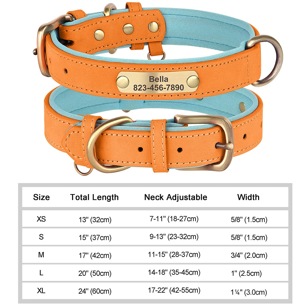 🇫🇷 Collier pour chien en cuir PU personnalisé – Gravure gratuite du nom et de l’ID, pour chiens petits, moyens et grands 🇬🇧 Personalized PU Leather Dog Collar – Free name & ID engraving for small, medium & large dogs