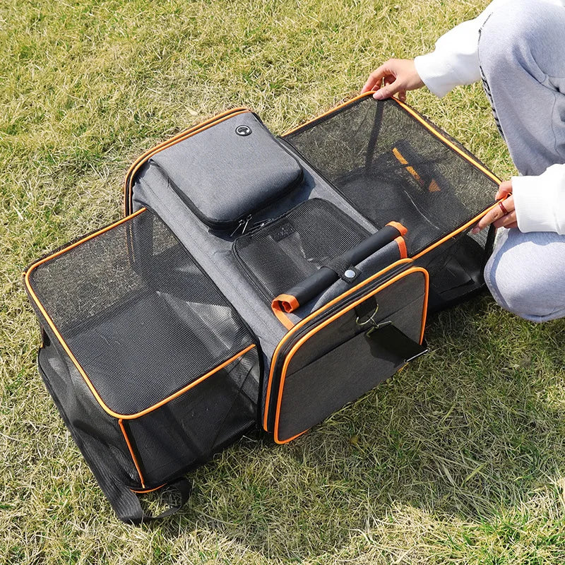 🇫🇷 Sac de transport extensible pour chats et petits chiens – Grande capacité, pliable, respirant, parfait en voiture ou à l’extérieur 🇬🇧 Foldable Expandable Pet Carrier – Large Capacity Cat & Dog Travel Bag, Breathable & Portable for Outdoor/Car Use