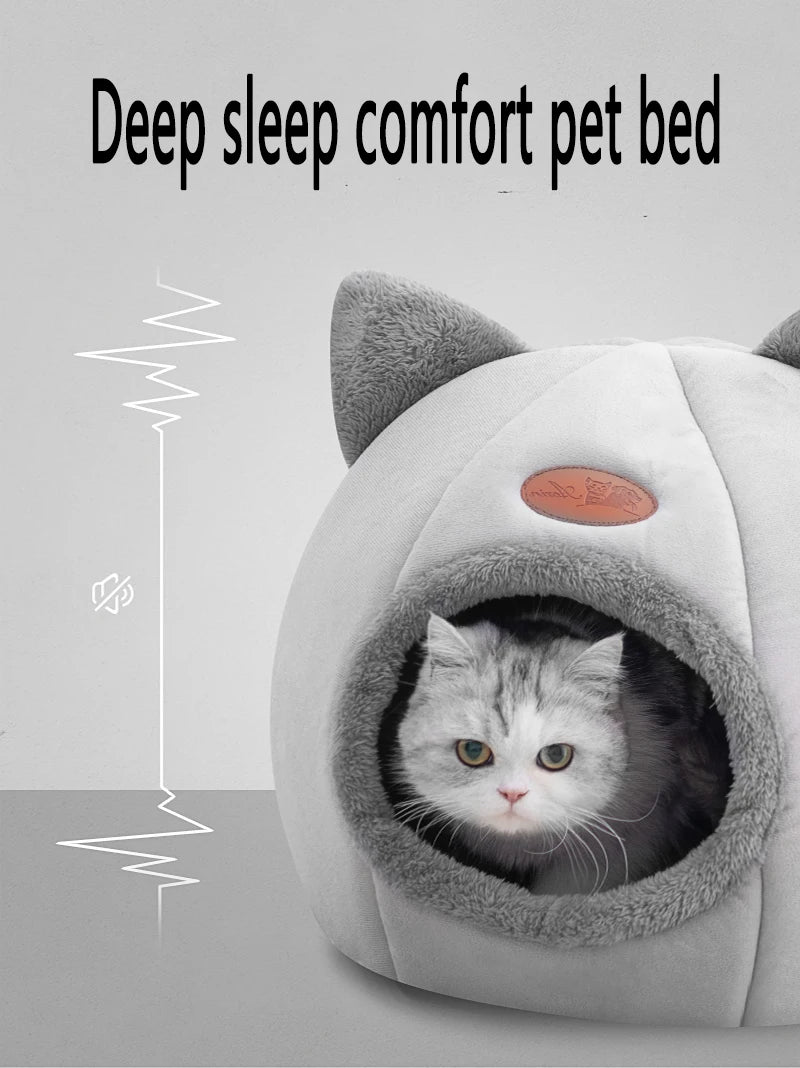 🇫🇷 Nid douillet pour chats & petits chiens – Tente cocon chaude pour l’hiver, panier moelleux pour un sommeil profond | 🇬🇧 Winter Deep Sleep Pet Cave – Cozy Tent Bed for Cats & Small Dogs, Soft Indoor Basket Nest