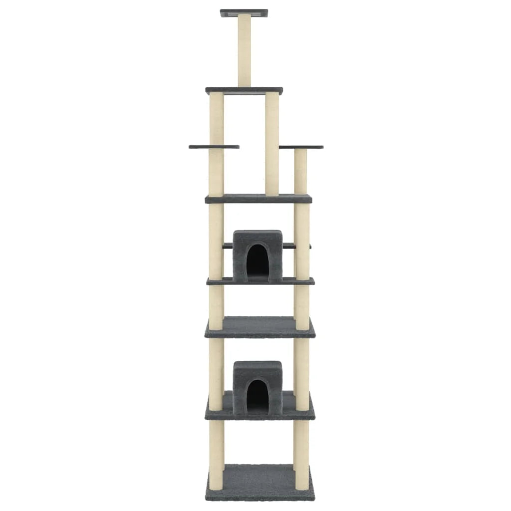 🇫🇷 Arbre à chat 216 cm gris foncé – Avec poteaux en sisal pour griffer, plates-formes et zones de repos 🇬🇧 Cat Tree 216 cm Dark Grey – With sisal scratching posts, platforms & resting spots
