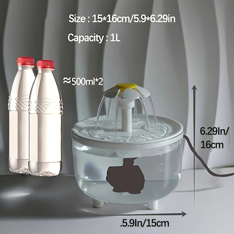 🇫🇷 Fontaine à eau électrique USB 1L pour chat – Distributeur automatique silencieux avec filtre, idéal pour chats et petits animaux. 🇬🇧 USB Electric 1L Pet Water Fountain – Silent automatic drinking dispenser with filter for cats.