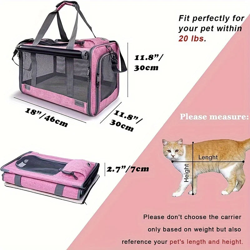 🇫🇷 Sac de transport souple pour chats moyens et grands – Confortable, sécurisé, idéal pour voiture, avion ou vétérinaire 🇬🇧 Soft Pet Carrier for Large & Medium Cats – Comfortable & Safe for Travel, Vet Visits or Car Rides