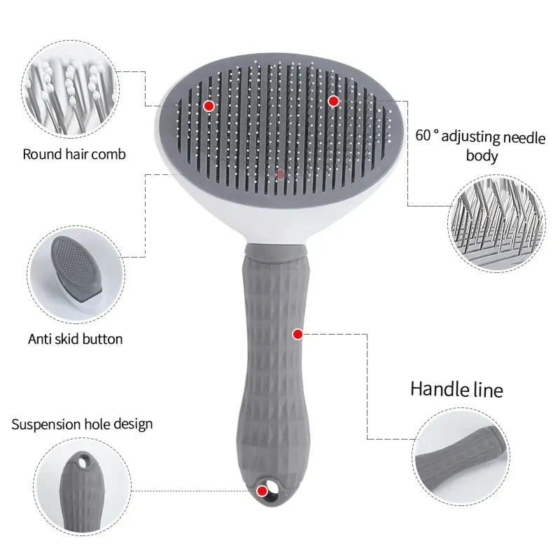 🇫🇷 Brosse Autonettoyante Anti-Poils – Peigne de Toilettage pour Chats et Chiens 🇬🇧 Self-Cleaning Pet Hair Removal Brush – Grooming Comb for Cats & Dogs