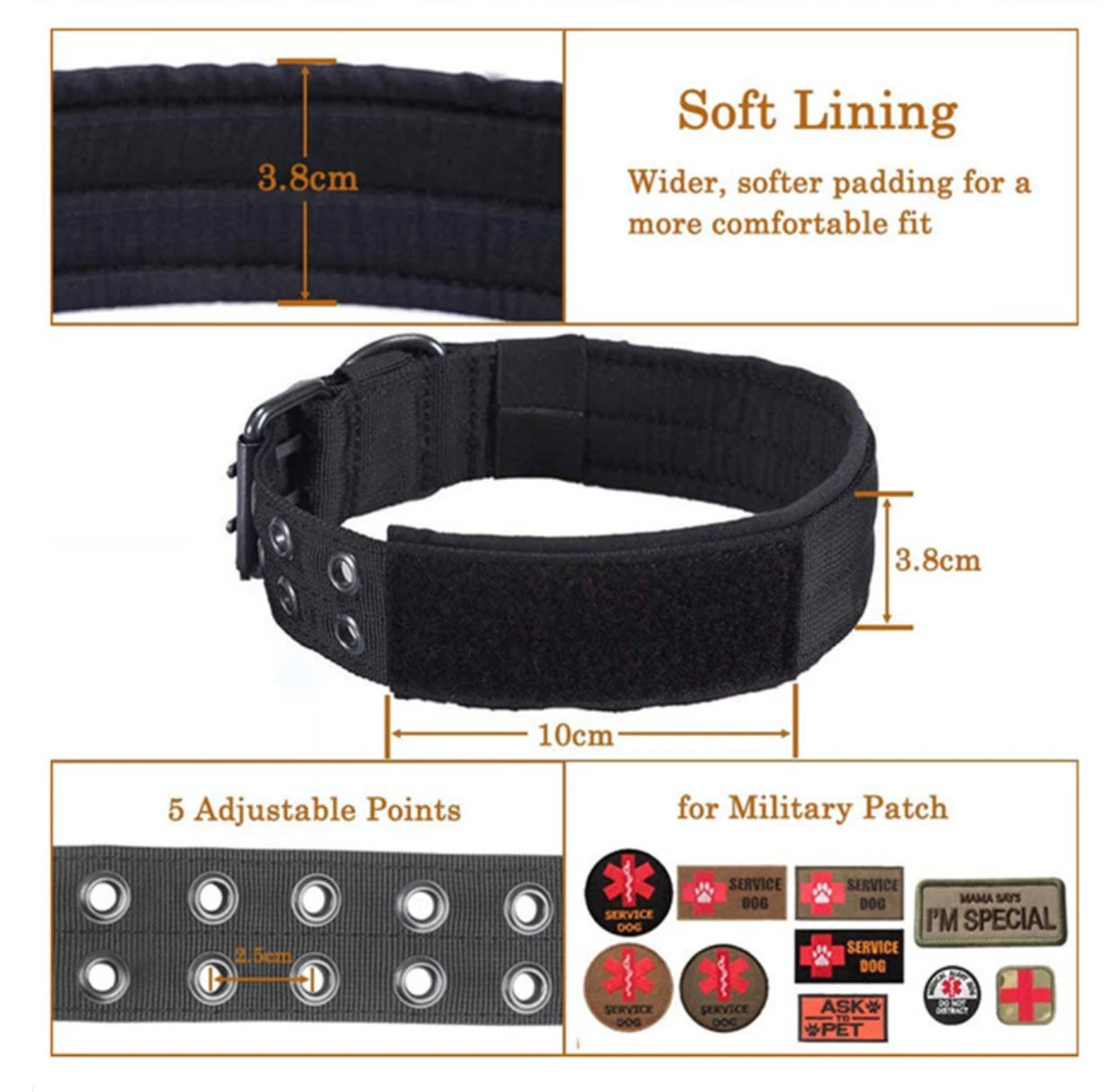 🇫🇷 Collier pour chien réglable – Nylon tactique réfléchissant, solide et idéal pour l’entraînement des grands chiens 🇬🇧 Adjustable Dog Collar – Reflective tactical nylon, strong and ideal for training large dogs