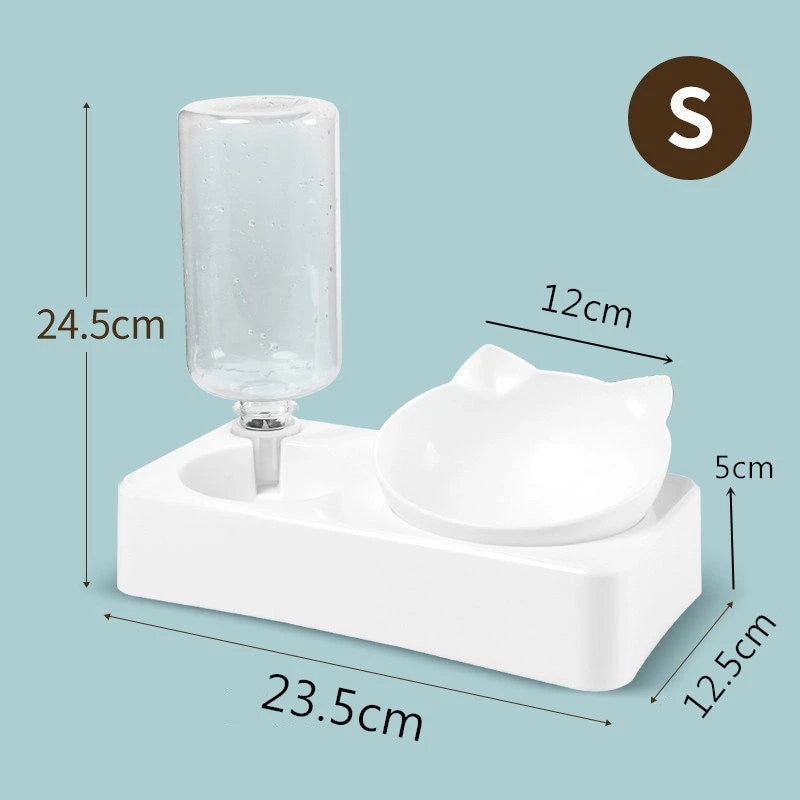 🇫🇷 Gamelles doubles pour chien & chat – Bols inclinés 15° surélevés avec bouteille d’eau automatique | 🇬🇧 Double Dog & Cat Bowls – 15° Tilted Raised Food & Water Bowls with Automatic Water Bottle Pet Feeder