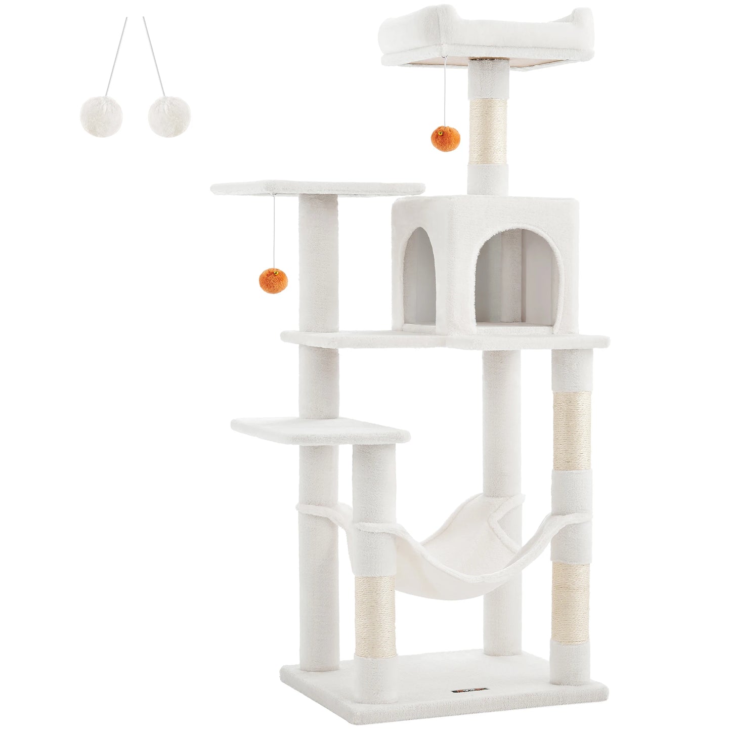 🇫🇷 Arbre à chat Feandrea 143 cm – Tour d’intérieur multi-niveaux avec 4 poteaux à griffer, 2 plateformes et niche en peluche 🇬🇧 Feandrea Cat Tree 143 cm – Multi-Level Indoor Cat Tower with 4 Scratching Posts, 2 Perches & Plush Condo Cave