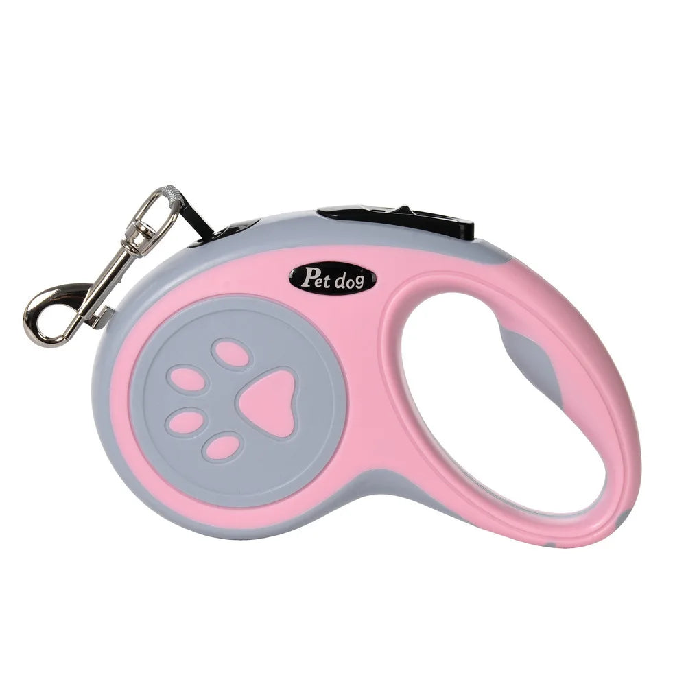 🇫🇷 Français : Laisse rétractable automatique pour chien – Motifs pattes et os 🇬🇧 English : Automatic Retractable Dog Leash – Bone & Paw Print Design