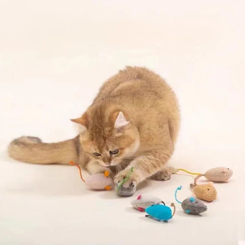 🇫🇷 Lot de 3 souris en peluche pour chat – Jouets réalistes, résistants aux morsures, idéals pour griffer et jouer. 🇬🇧 3pcs plush simulation mouse toys for cats – Bite-resistant, realistic design, perfect for scratching and playing.