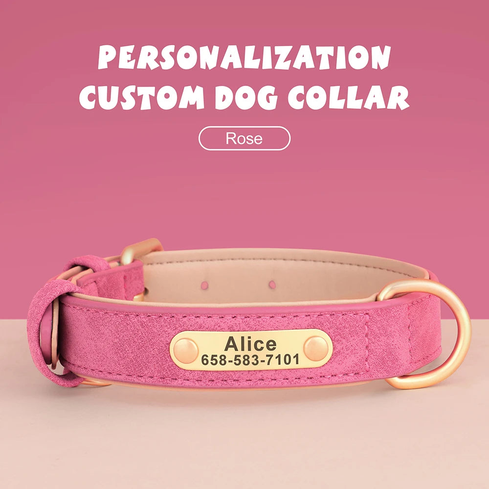 🇫🇷 Collier pour chien en cuir PU personnalisé – Gravure gratuite du nom et de l’ID, pour chiens petits, moyens et grands 🇬🇧 Personalized PU Leather Dog Collar – Free name & ID engraving for small, medium & large dogs