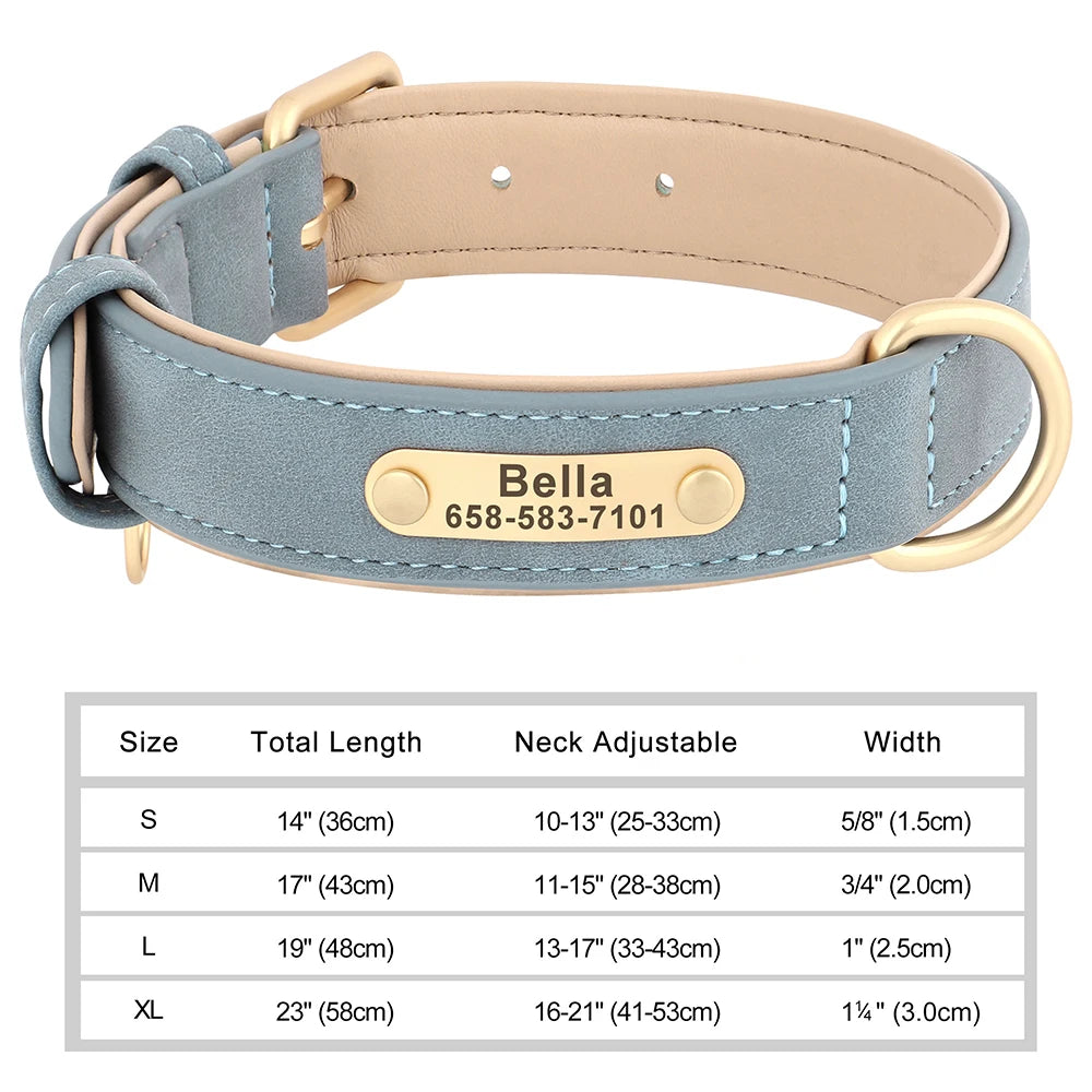 🇫🇷 Collier pour chien en cuir PU personnalisé – Gravure gratuite du nom et de l’ID, pour chiens petits, moyens et grands 🇬🇧 Personalized PU Leather Dog Collar – Free name & ID engraving for small, medium & large dogs