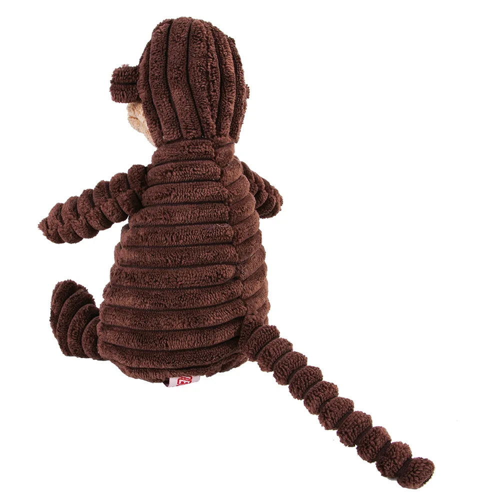 🇫🇷 Jouet en peluche avec couineur pour chien – Singe ou cochon en velours côtelé, nettoie les dents, résistant pour grands chiens. 🇬🇧 Corduroy monkey/pig plush dog toy with squeaker – Tooth cleaning, durable for large dogs.