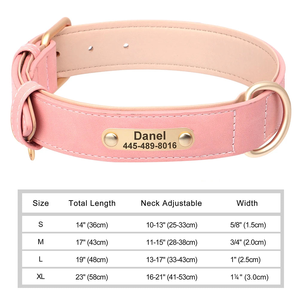 🇫🇷 Collier pour chien en cuir PU personnalisé – Gravure gratuite du nom et de l’ID, pour chiens petits, moyens et grands 🇬🇧 Personalized PU Leather Dog Collar – Free name & ID engraving for small, medium & large dogs